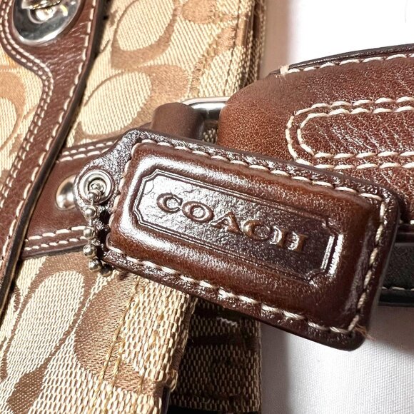 Coach Jacquard/Leather Hampton Collect. Vintage-Turnlock-Brown/Tan Textile Signa - Picture 9 of 16